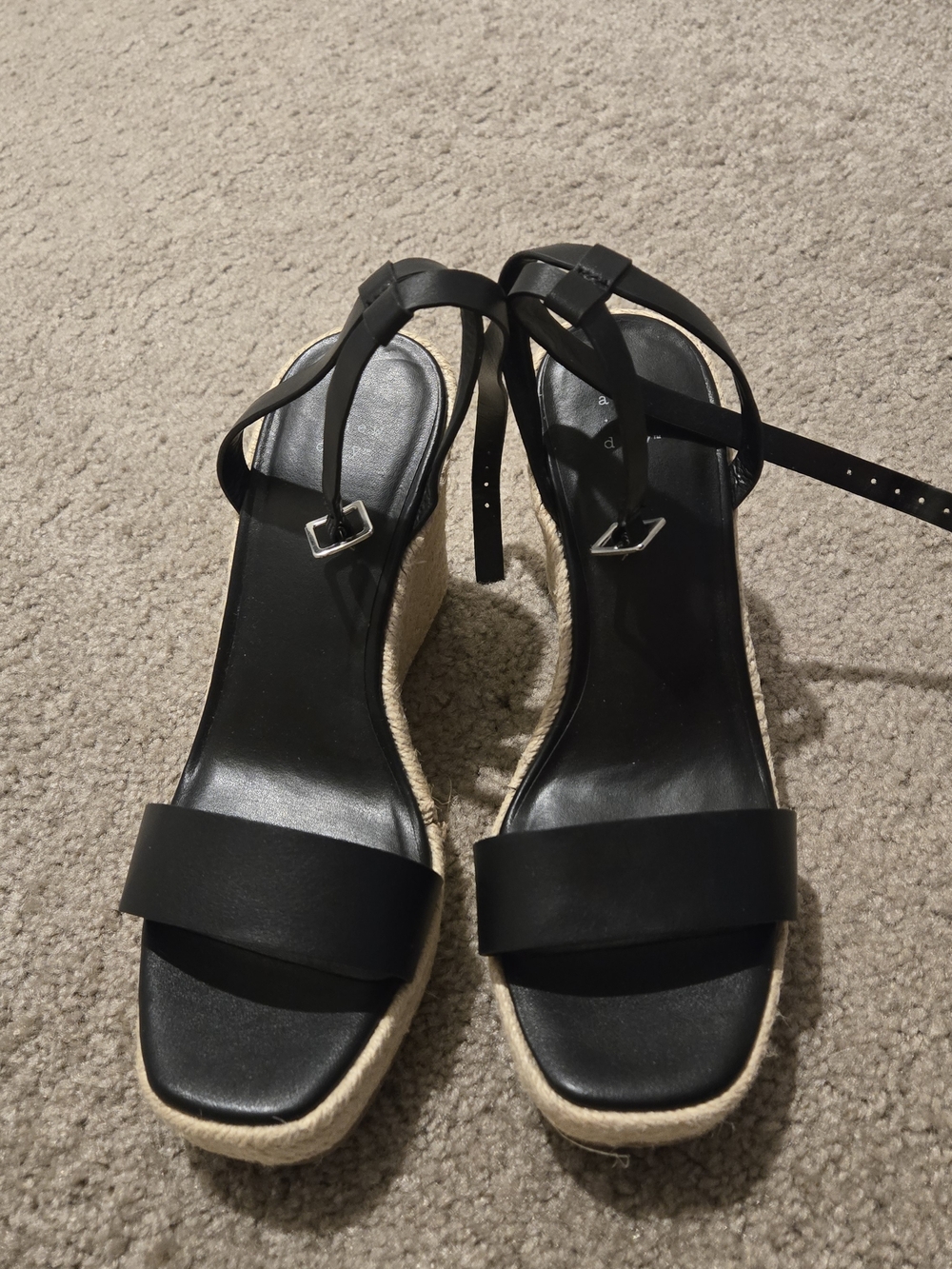 A New Day Black Espadrille Wedge Sandals with Ankle Tie New Size 7.5 - Picture 3 of 4